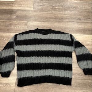 Motel Rocks Black and Gray Striped Sweater NEVER WORN